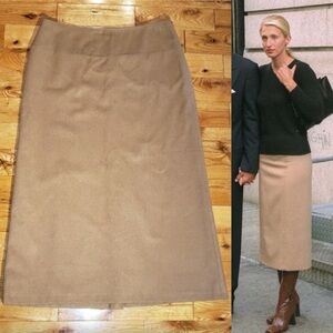 NWT JACKPOT Camel Beige Wool Midi Pencil Skirt
